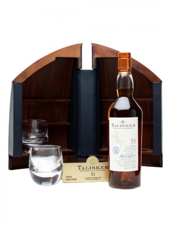 Talisker 1975 34 Year Old Boat Cabinet Crystal Glasses